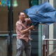 A man struggles with his umbrella as typhoon Hato passes through Hong Kong, China, 23 August 2017. Typhoon signal No 10, the highest in Hong Kong's storm warning system, was issued on 23 August. EPA/JEROME FAVRE